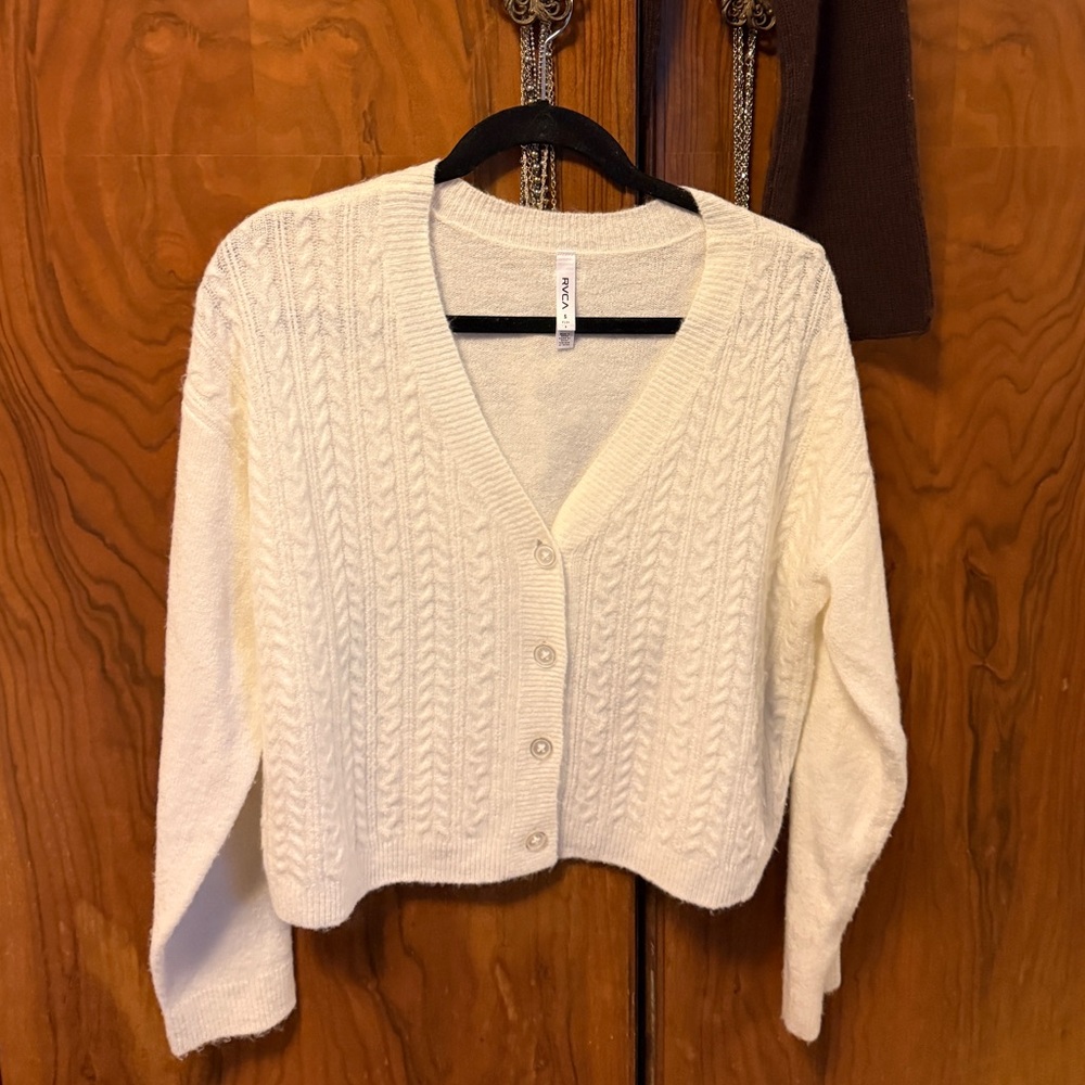 RVCA Cream Cable Knit Cardigan